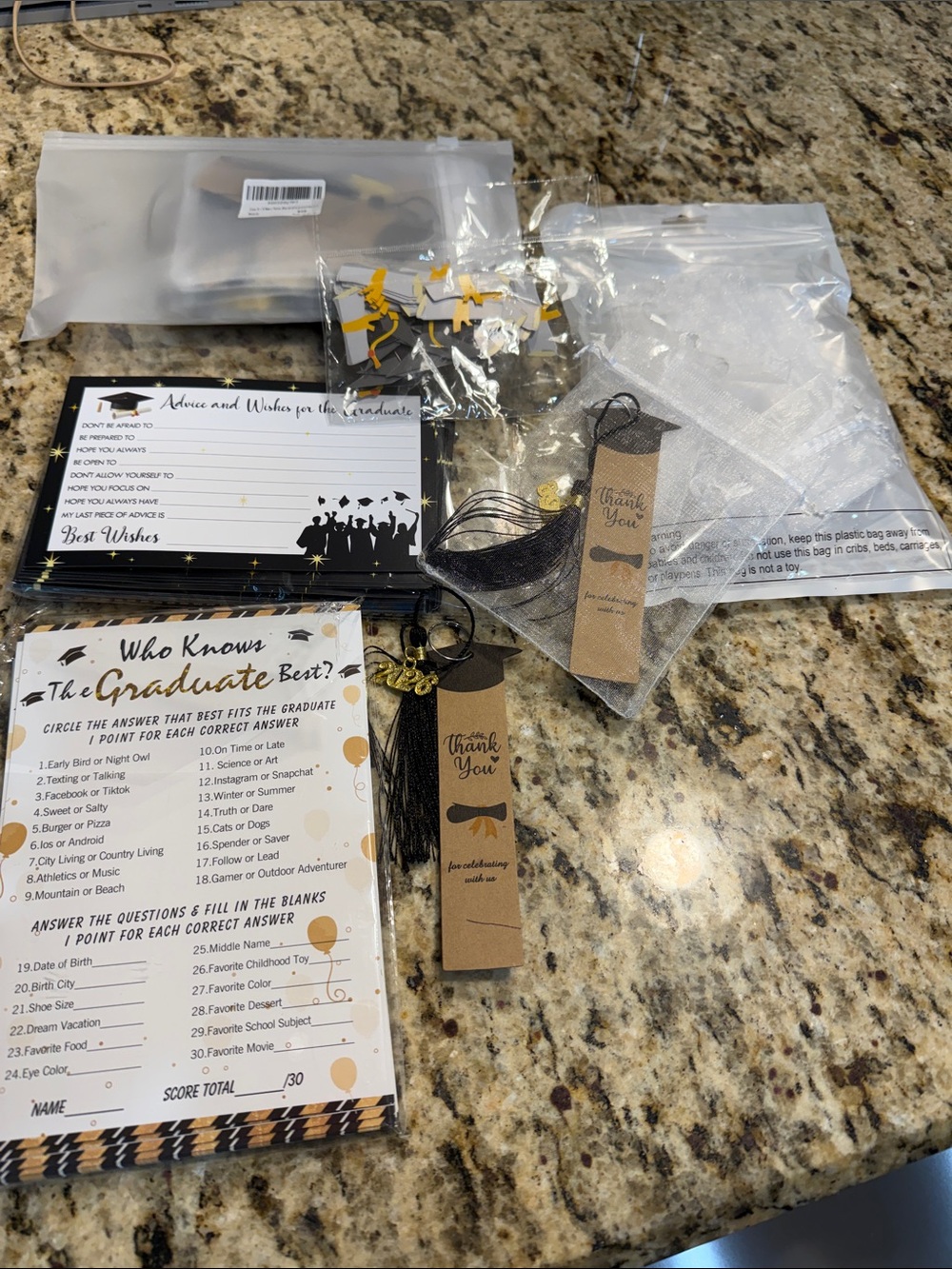 Graduation Party Favor Kit - Black & Gold